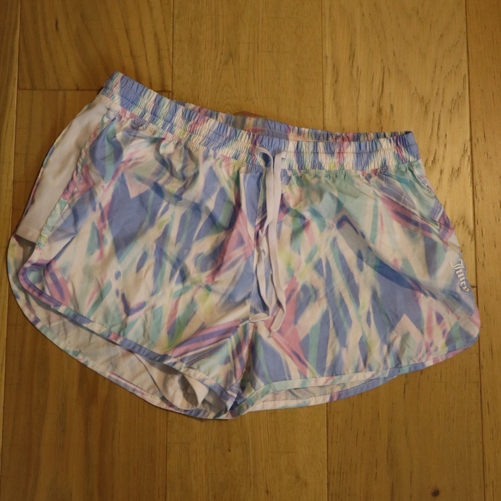Juicy Couture Women’s Athletic Shorts – Pastel Watercolor Print